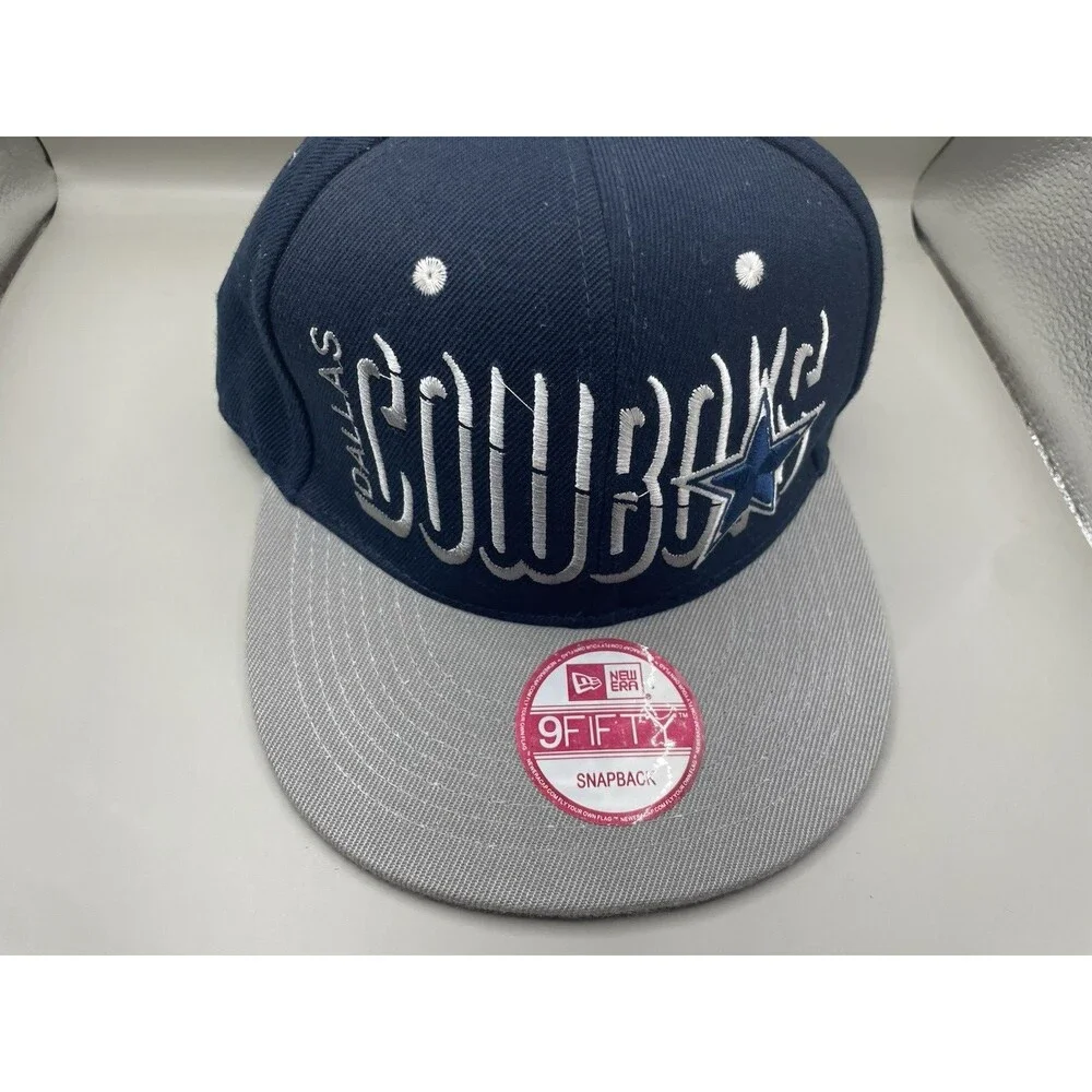 New Era 9Fifty Dallas Cowboys Embroidered Snapback Hat Blue Gray Wool VTG NWOT